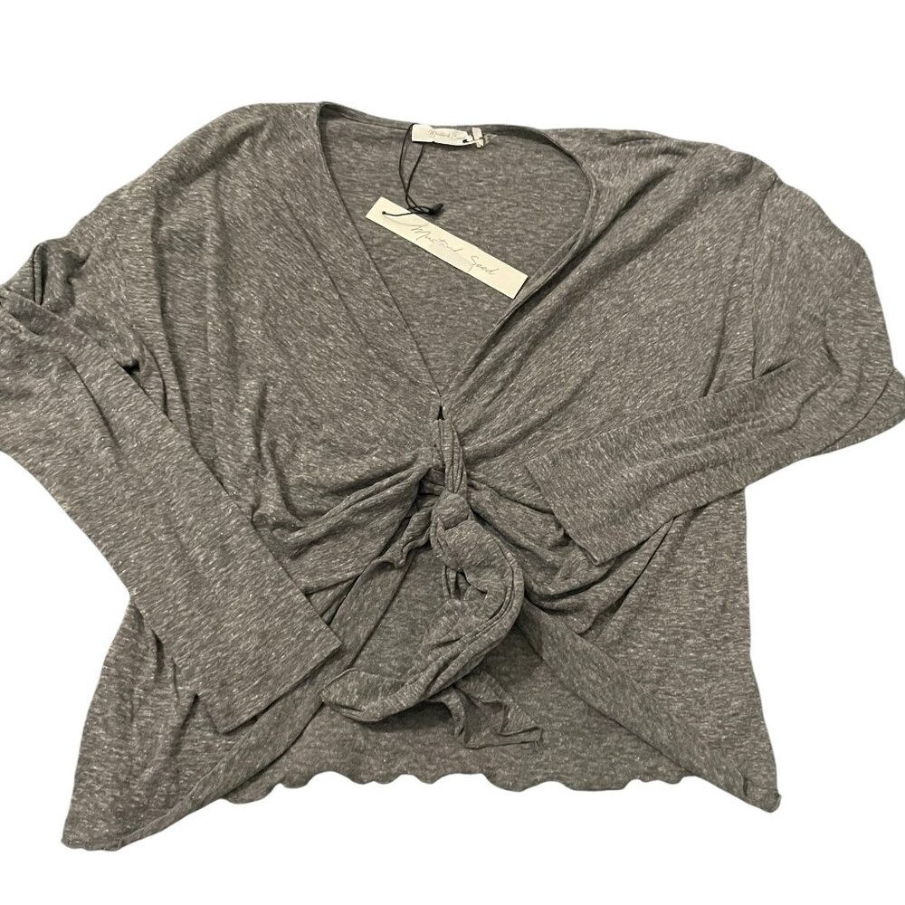 NWT Mustard Seed Size Small Yoga Heather Grey Marl Front-Tie Wrap Boho Top $35